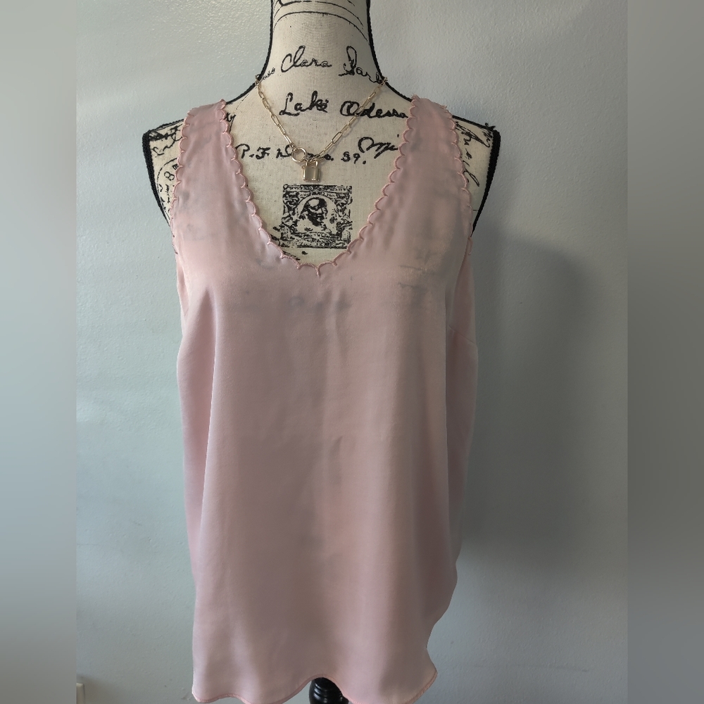 LC Lauren Conrad ruffle double v tank NWT light pink top